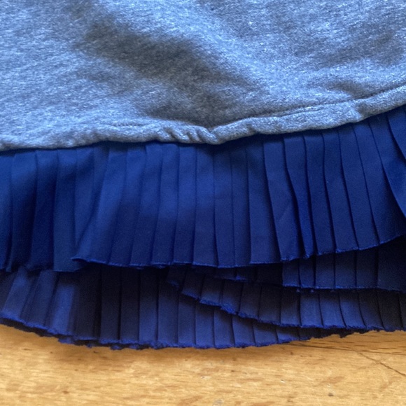 J. Crew Grey Long Sleeved Sweatshirt + Navy Pleated Hem - Picture 3 of 8